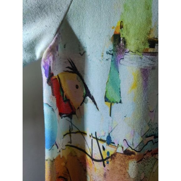 Lily London Abstract Outdoor Scene Art-To-Wear Relaxed Fit 3/4-Sleeve Top S - Picture 4 of 11